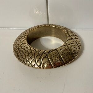 VTG Snakeskin Style Bracelet Gold Tone Black Brass Metal